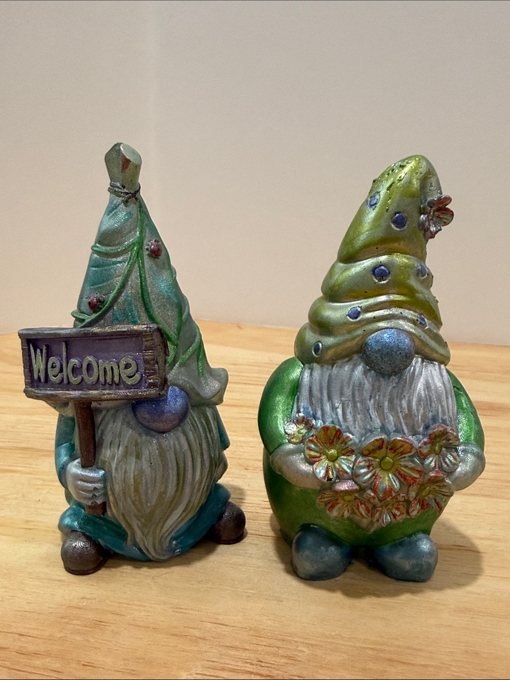 Green Garden Gnome Figurines - Set of 2